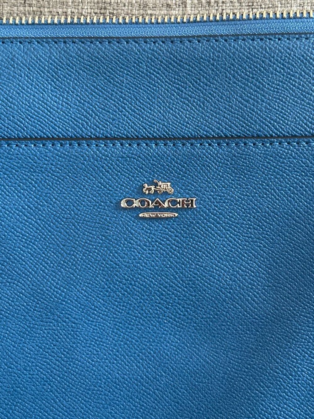 Coach Kitt Messenger Crossbody Bag Blue Crossgrain Leather Exterior Pocket Chic - Picture 5 of 13